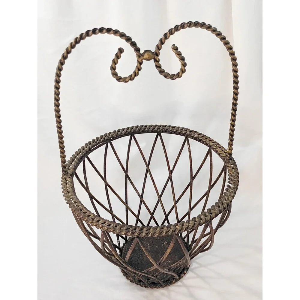 Heavy Braided Metal Basket Brown